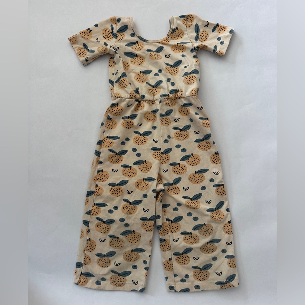 Charming Kids Fruit Print Romper - Peach and Blue